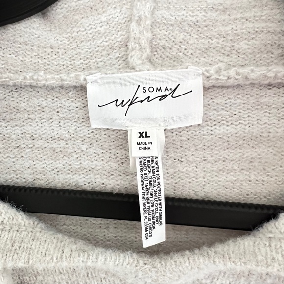 Soma SomaWKND Marshmallow Knit Hoodie Light Gray Fluffy Soft Cardigan Sweater XL - Picture 3 of 9
